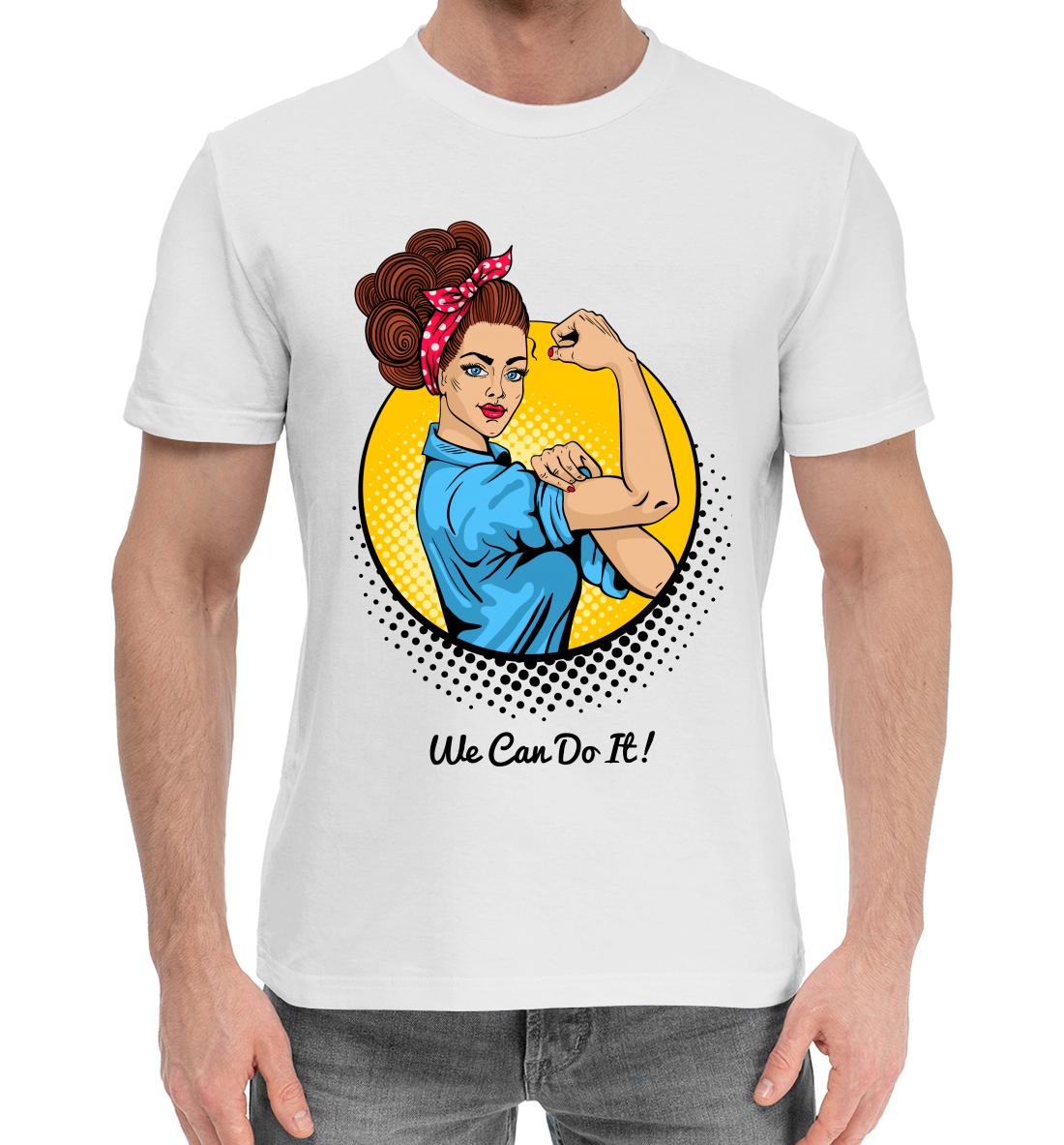 Мужская Хлопковая футболка с принтом We can do it!, артикул MRT-302373-hfu-2mp
