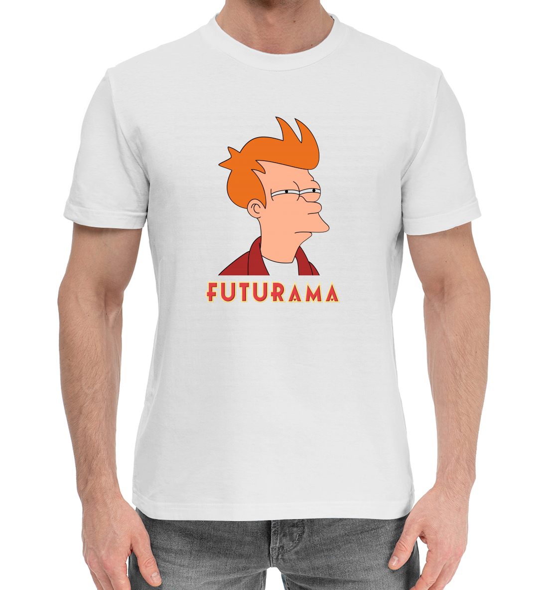 Мужская Хлопковая футболка с принтом Futurama, артикул FUT-936404-hfu-2mp