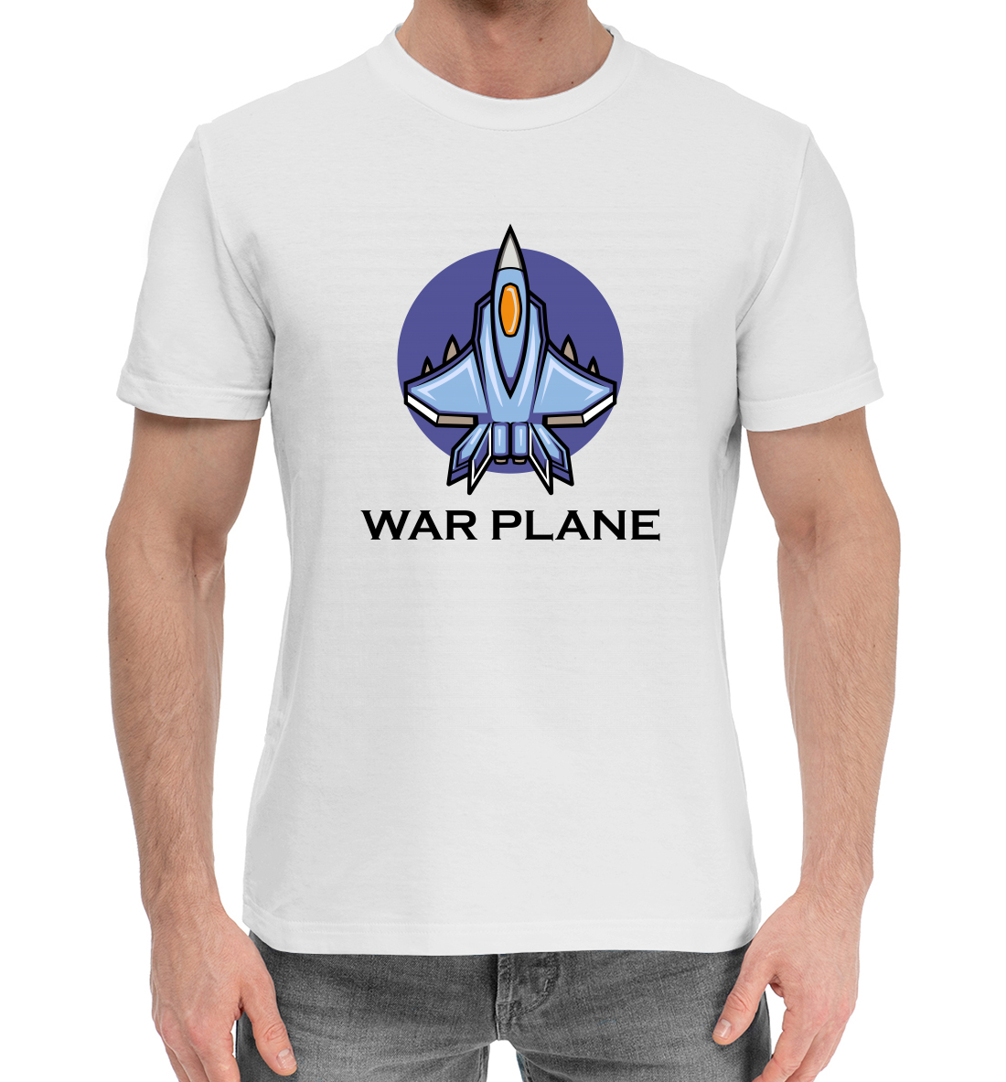 Мужская Хлопковая футболка с принтом Самолёт, артикул APN-727304-hfu-2mp