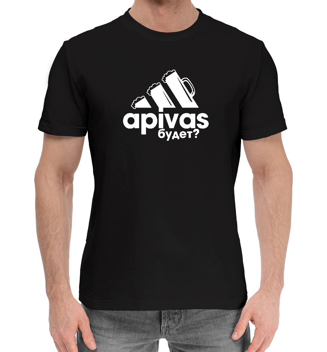 Мужская Хлопковая футболка с принтом APIVAS, артикул PIV-163598-hfu-2mp