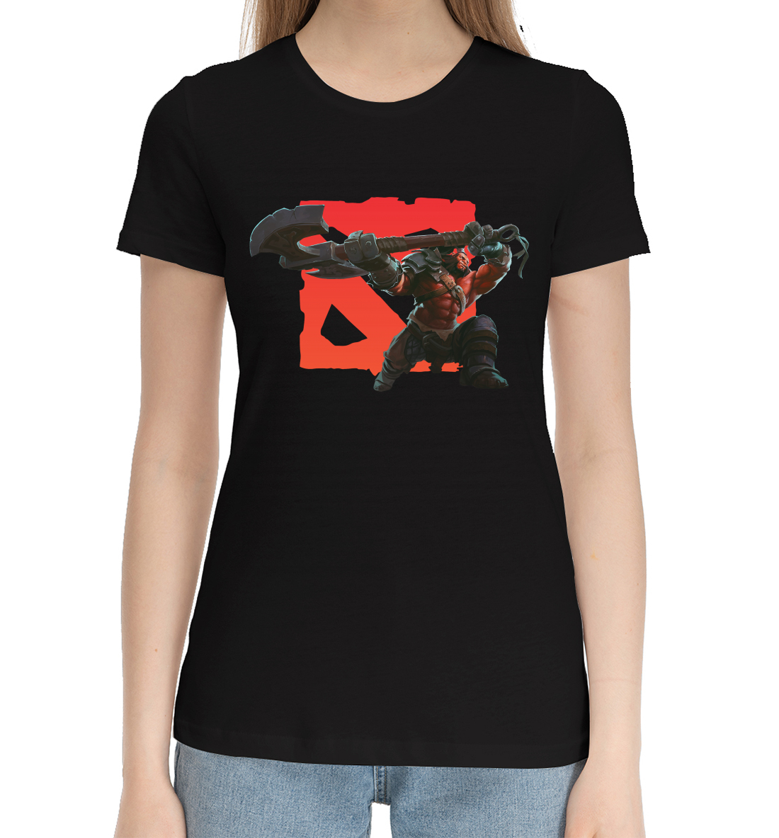 Женская Хлопковая футболка с принтом Dota 2, артикул RPG-437714-hfu-1mp