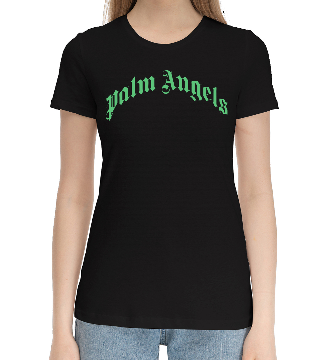 Женская Хлопковая футболка с принтом Palm Angels, артикул PAG-484255-hfu-1mp