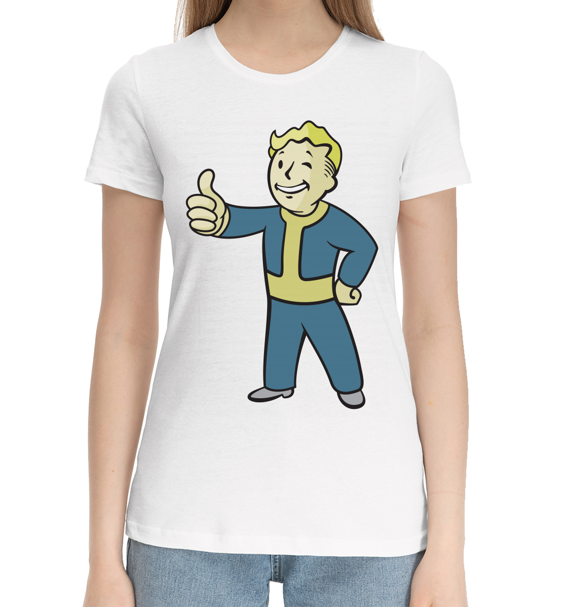 Женская Хлопковая футболка с принтом Волт-Бой, артикул FOT-737492-hfu-1mp