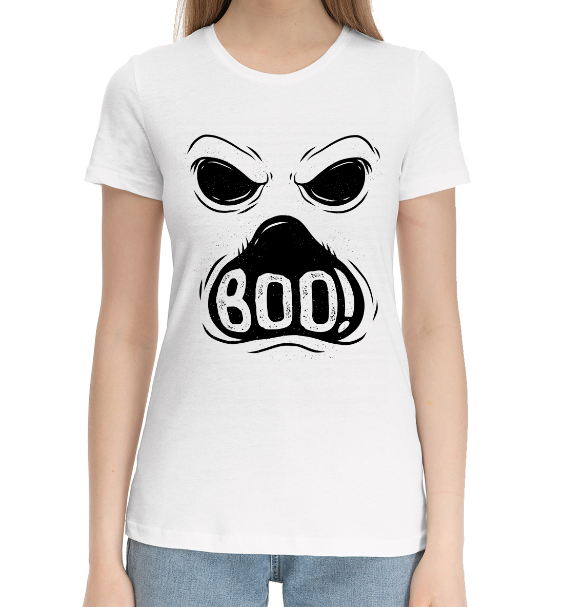 Женская Хлопковая футболка с принтом Ghost, артикул HAL-209055-hfu-1mp