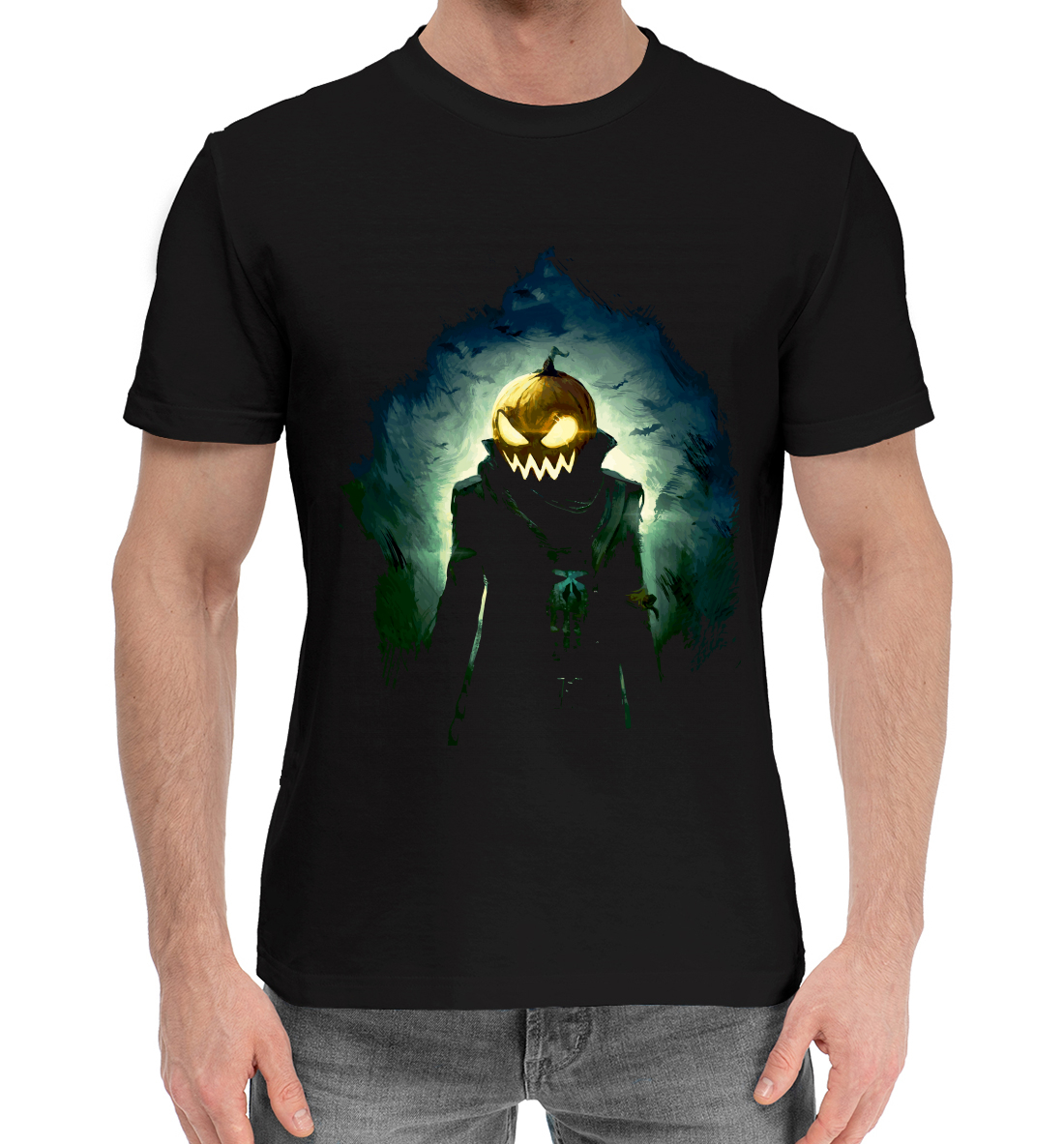 Мужская Хлопковая футболка с принтом Halloween, артикул HAL-384122-hfu-2mp