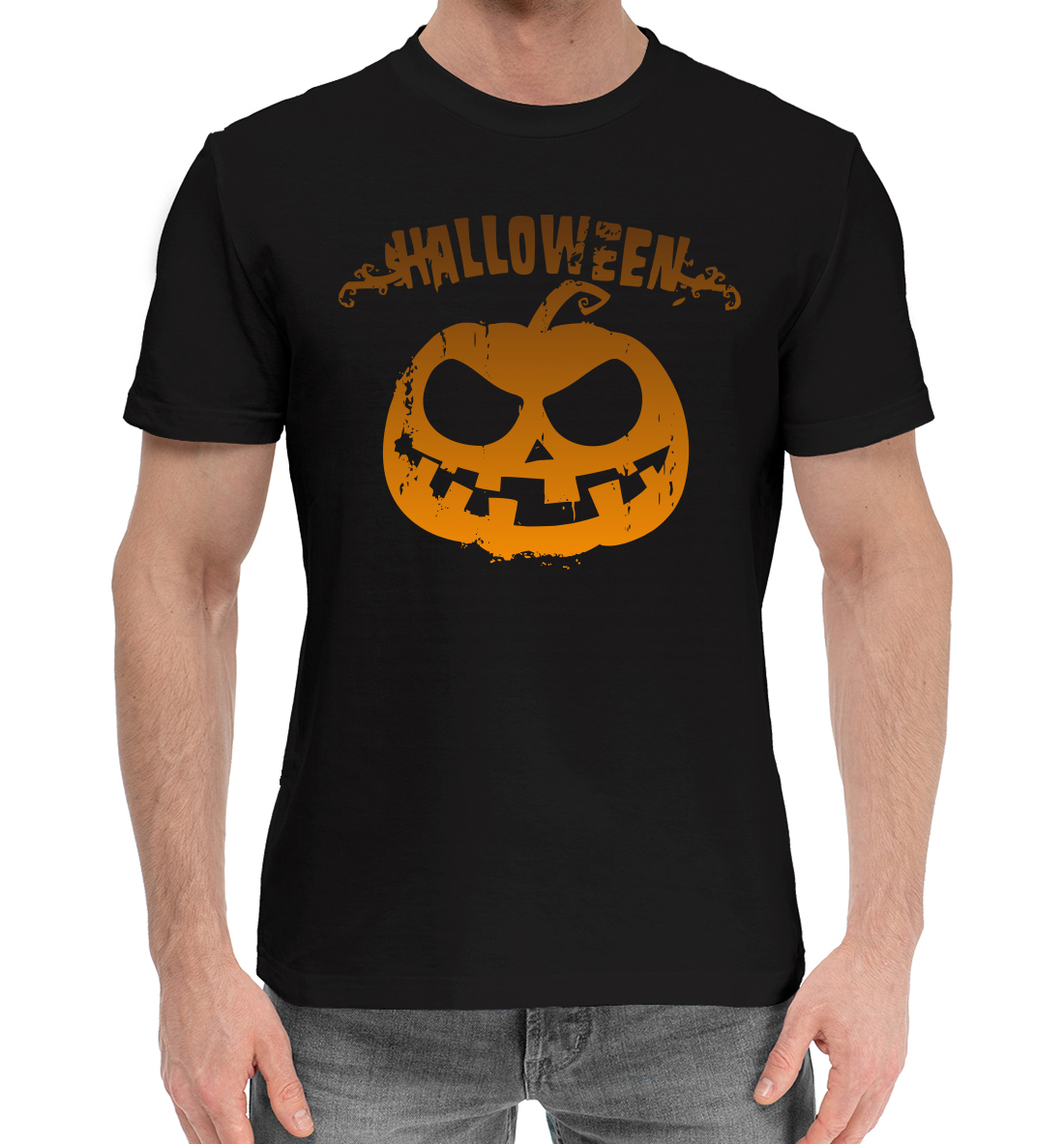 Мужская Хлопковая футболка с принтом Halloween, артикул HAL-538352-hfu-2mp