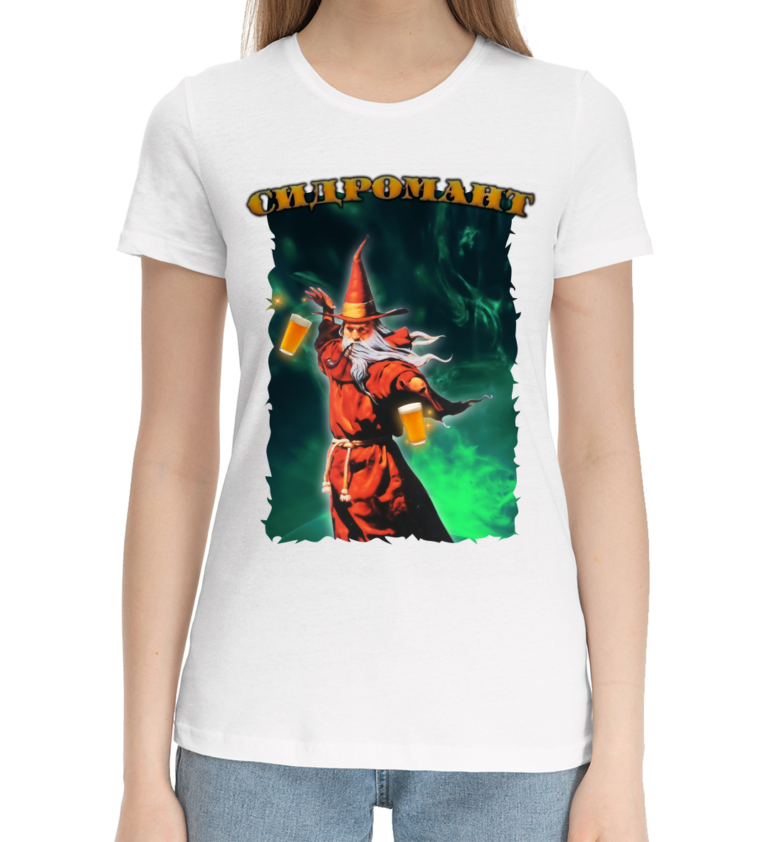 Женская Хлопковая футболка с принтом Сидромант, артикул NEW-729644-hfu-1mp