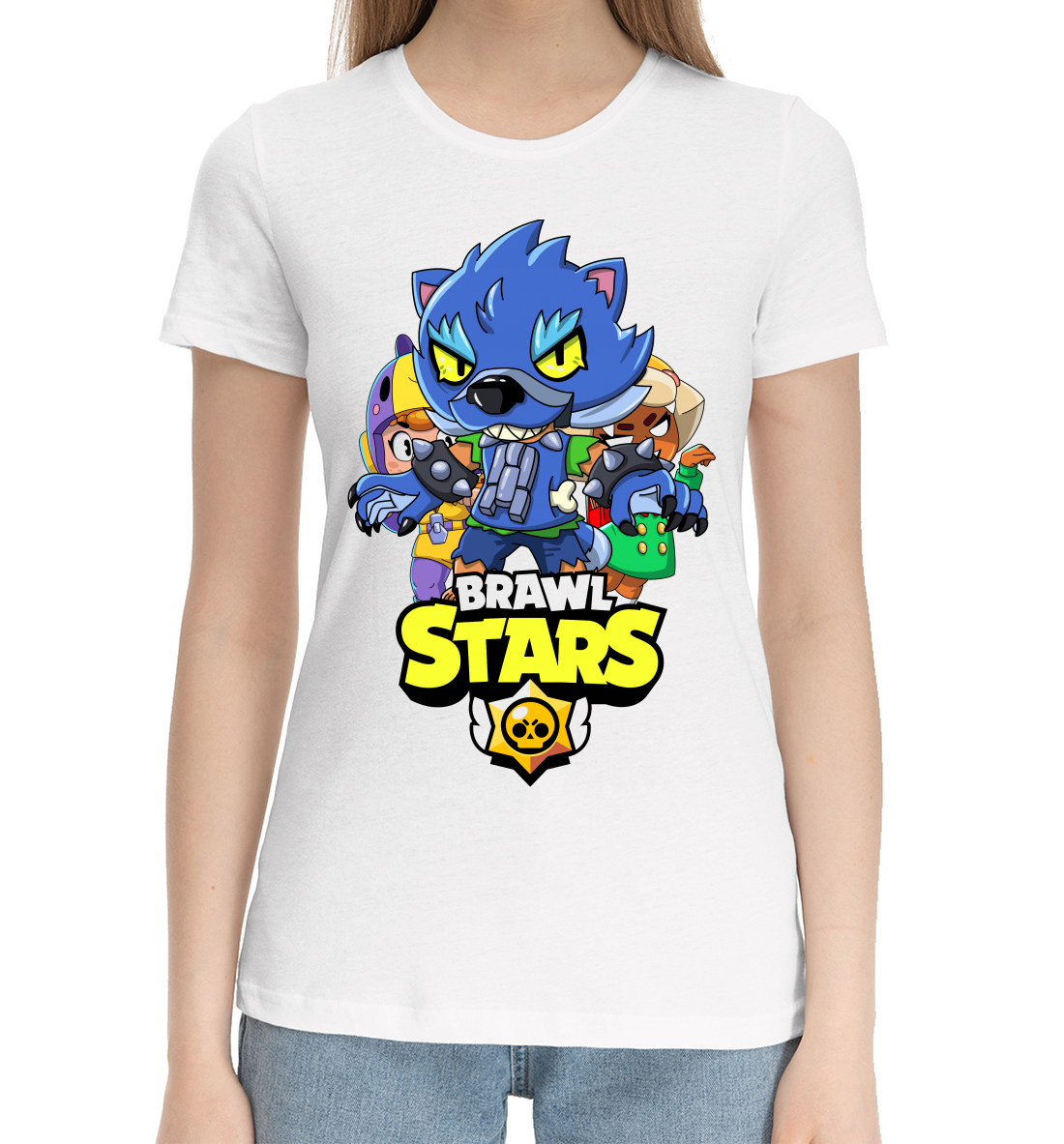 Женская Хлопковая футболка с принтом Brawl Stars, Leon, артикул CLH-280135-hfu-1mp
