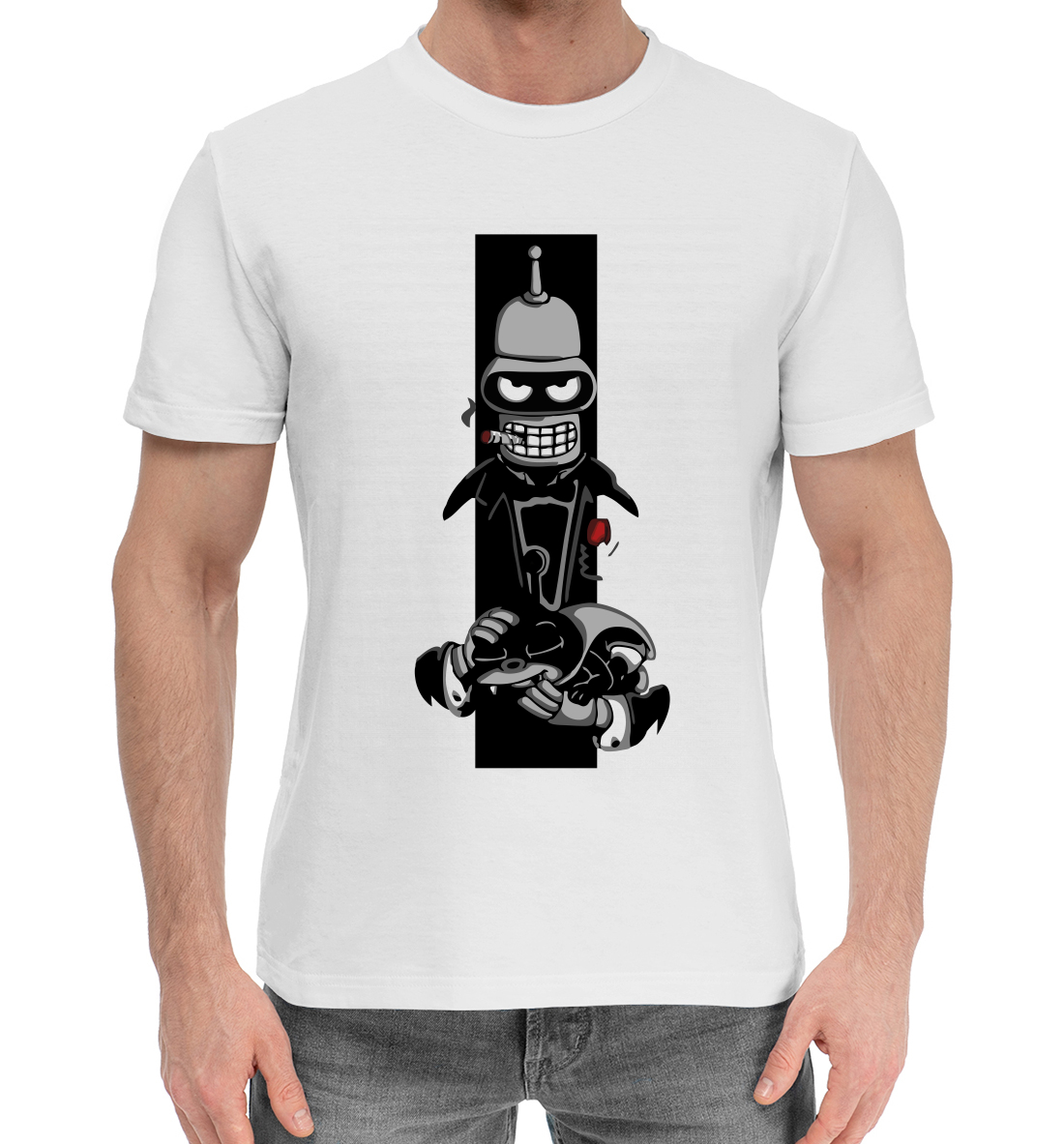 Мужская Хлопковая футболка с принтом Futurama, артикул FUT-555872-hfu-2mp