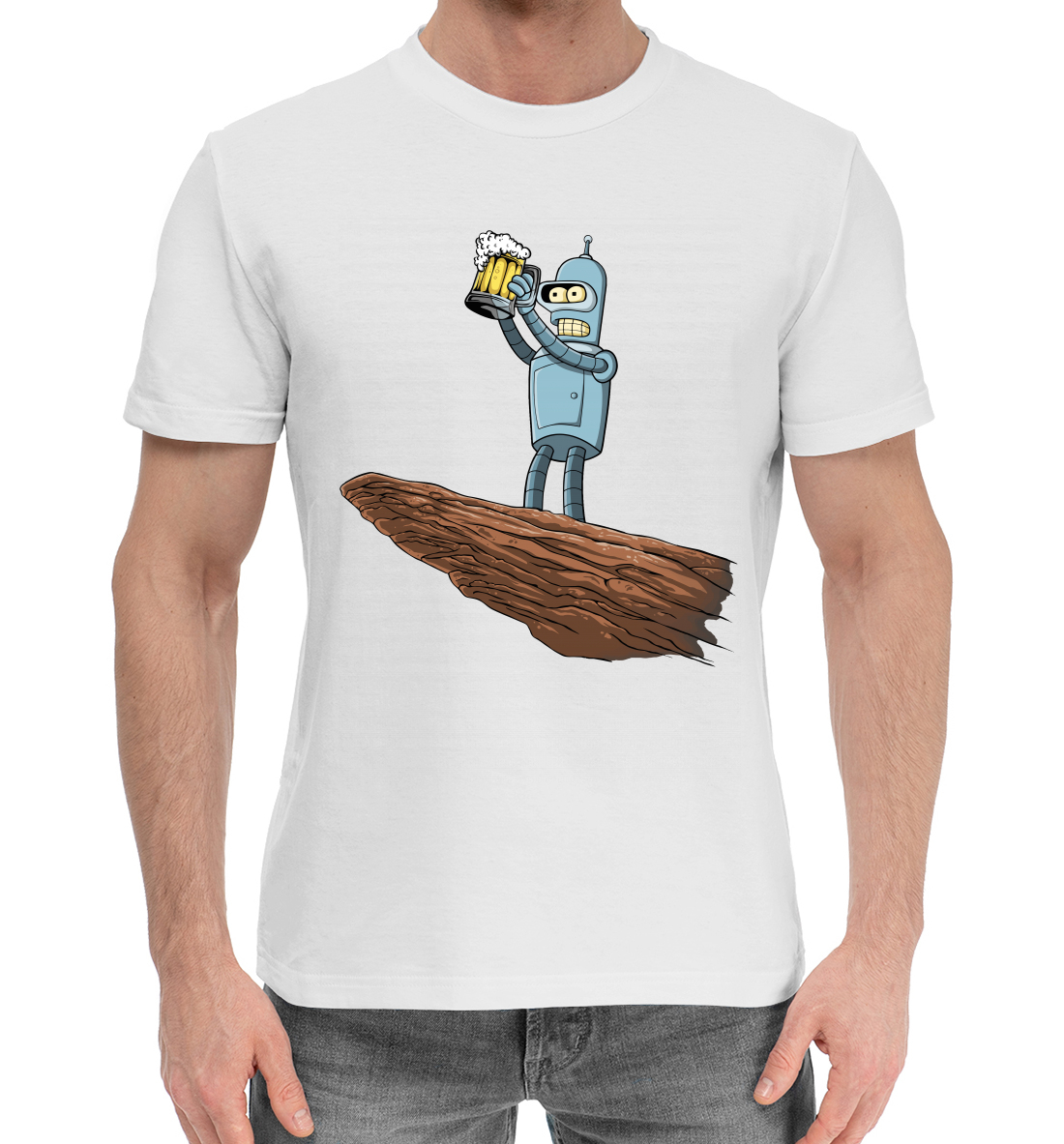 Мужская Хлопковая футболка с принтом Бендер, артикул FUT-595456-hfu-2mp