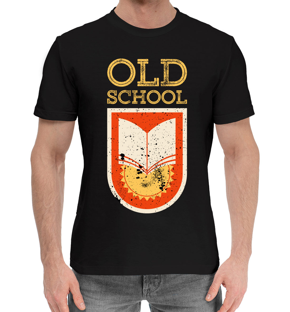 Мужская Хлопковая футболка с принтом Old School, артикул APD-624215-hfu-2mp