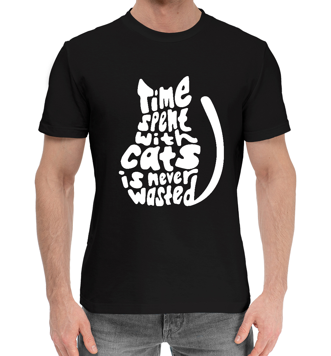 Мужская Хлопковая футболка с надписью Мудрые слова, артикул CAT-199177-hfu-2mp