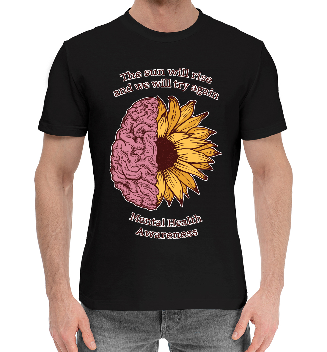Мужская Хлопковая футболка с принтом Психическое здоровье, артикул CVE-808681-hfu-2mp