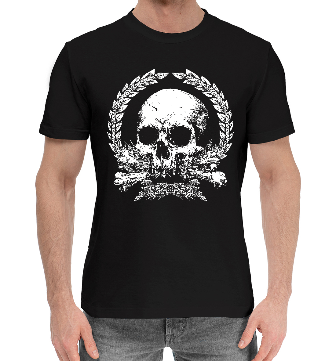 Мужская Хлопковая футболка с принтом Skull, артикул SKU-910032-hfu-2mp
