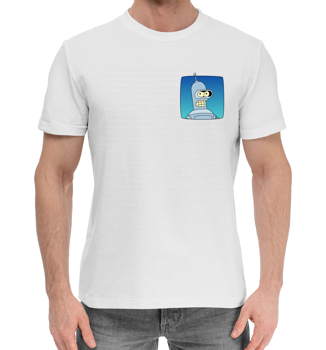 Мужская Хлопковая футболка с принтом Futurama, артикул FUT-144308-hfu-2mp