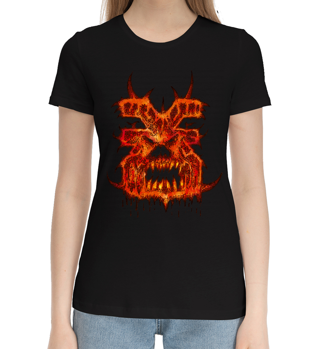 Женская Хлопковая футболка с принтом Warhammer, артикул WHR-331801-hfu-1mp