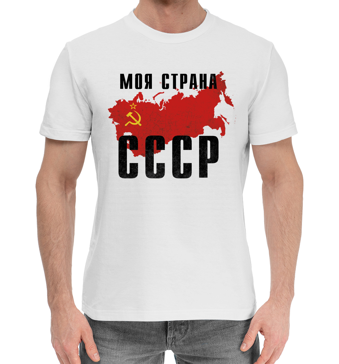 Мужская Хлопковая футболка с принтом Моя страна - СССР, артикул SSS-551754-hfu-2mp