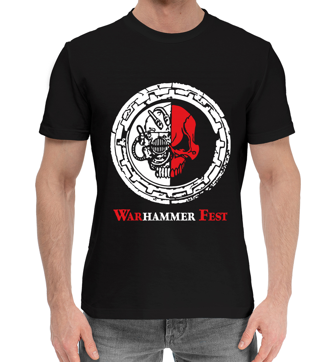Мужская Хлопковая футболка с принтом Warhammer, артикул WHR-466476-hfu-2mp