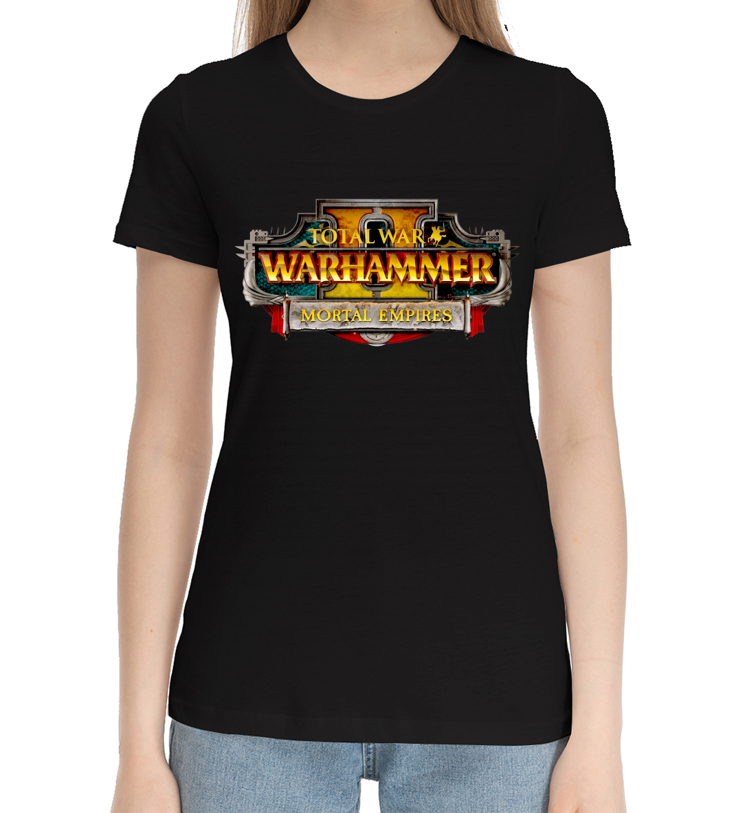 Женская Хлопковая футболка с принтом Warhammer, артикул WHR-924220-hfu-1mp