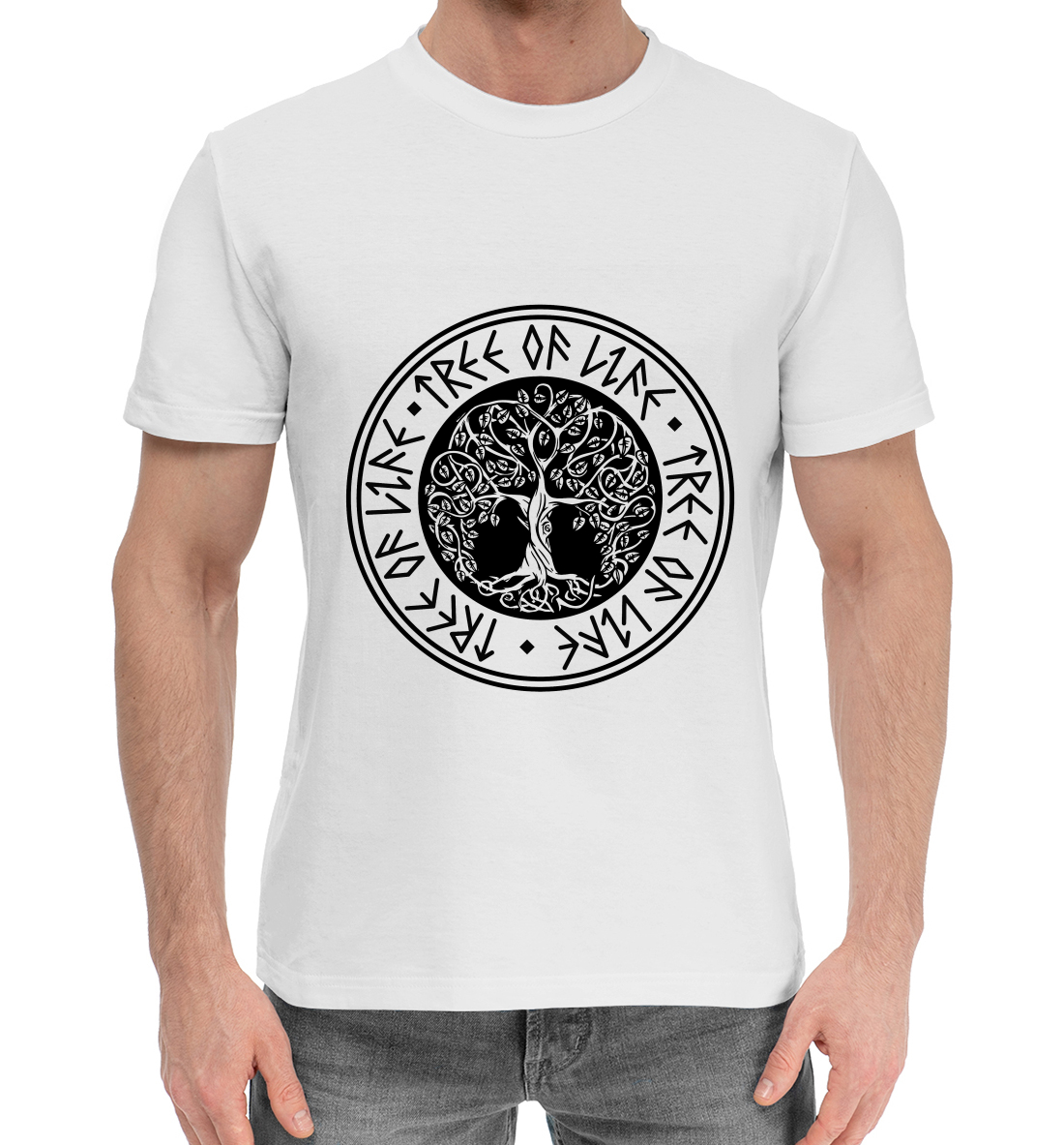 Мужская Хлопковая футболка с принтом Славянское древо жизни, артикул SVN-901315-hfu-2mp