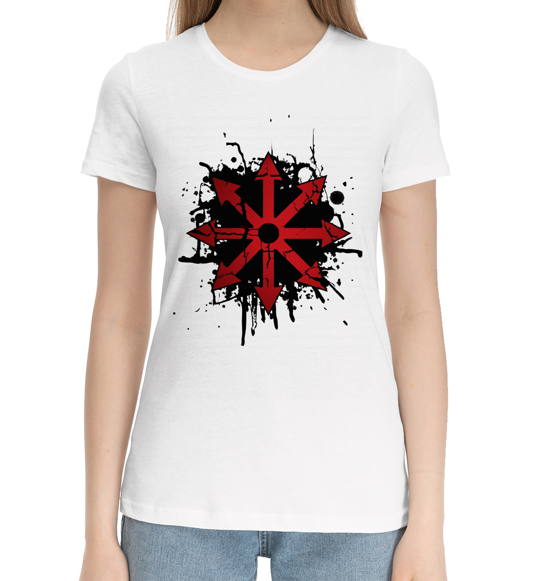 Женская Хлопковая футболка с принтом Warhammer, артикул WHR-451711-hfu-1mp