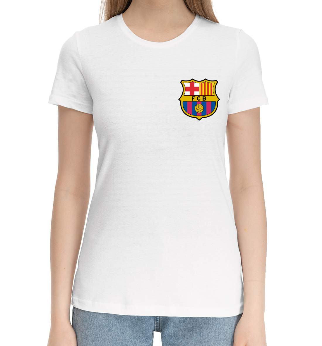 Женская Хлопковая футболка Barcelona, артикул BAR-845433-hfu-1mp
