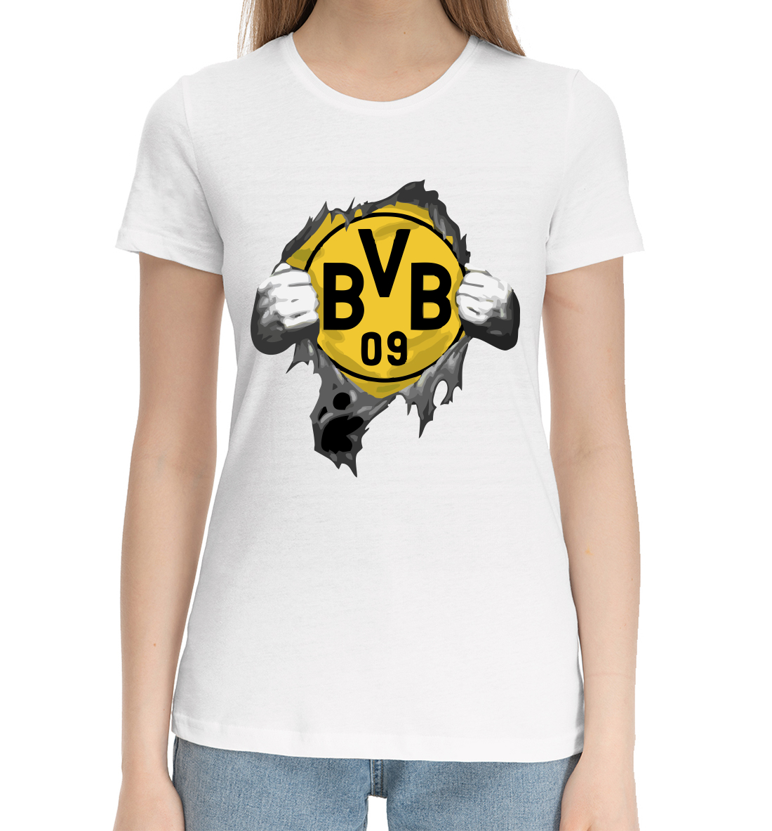Женская Хлопковая футболка Borussia, артикул BRS-438397-hfu-1mp
