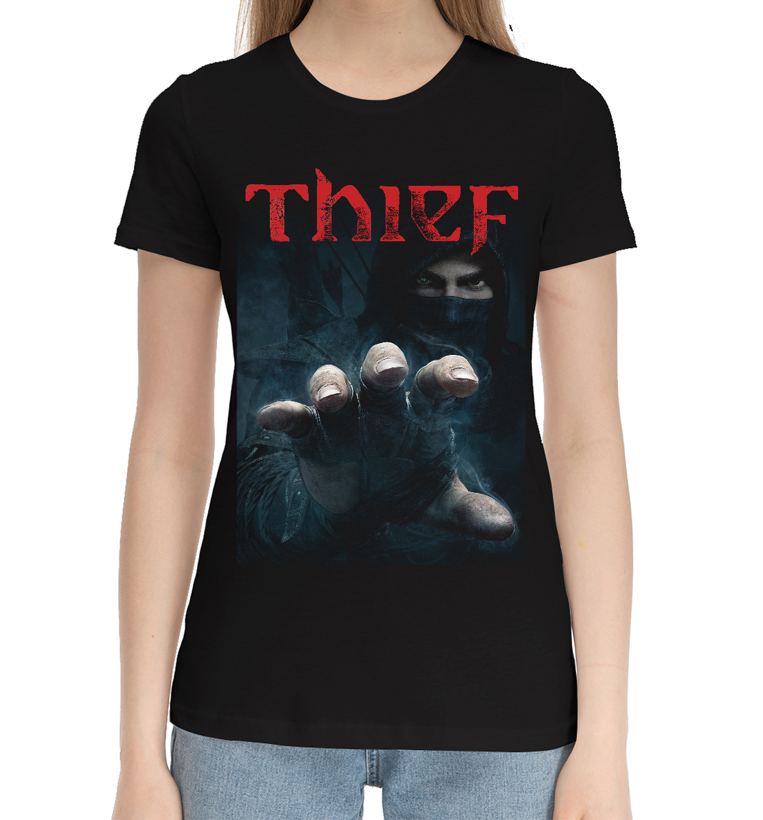 Женская Хлопковая футболка с принтом Thief, артикул RPG-294763-hfu-1mp