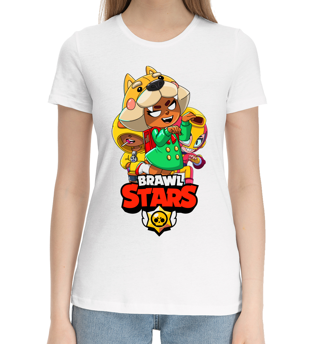 Женская Хлопковая футболка с принтом Brawl Stars, Nita, артикул CLH-981497-hfu-1mp