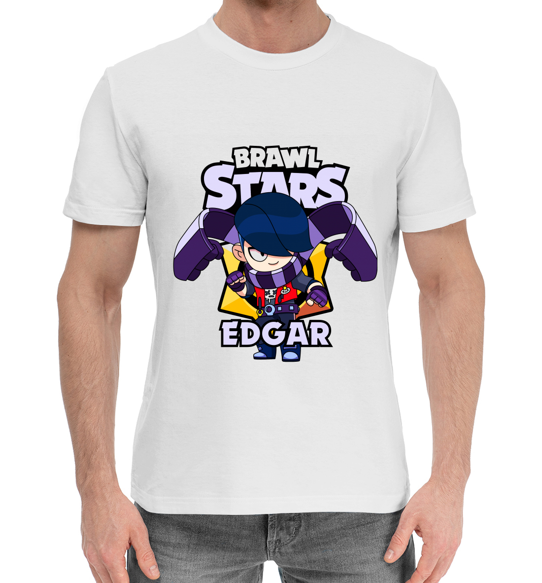 Мужская Хлопковая футболка с принтом Brawl Stars, Edgar, артикул CLH-264605-hfu-2mp