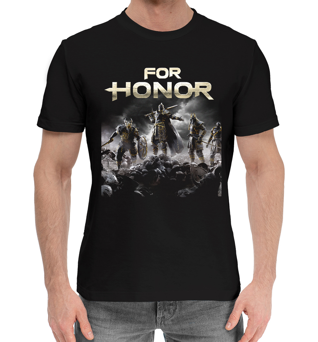 Мужская Хлопковая футболка с принтом For honor, артикул RPG-333215-hfu-2mp