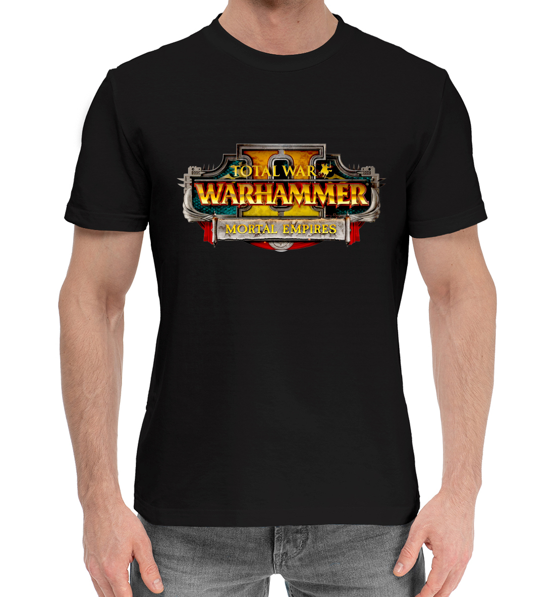 Мужская Хлопковая футболка с принтом Warhammer, артикул WHR-924220-hfu-2mp