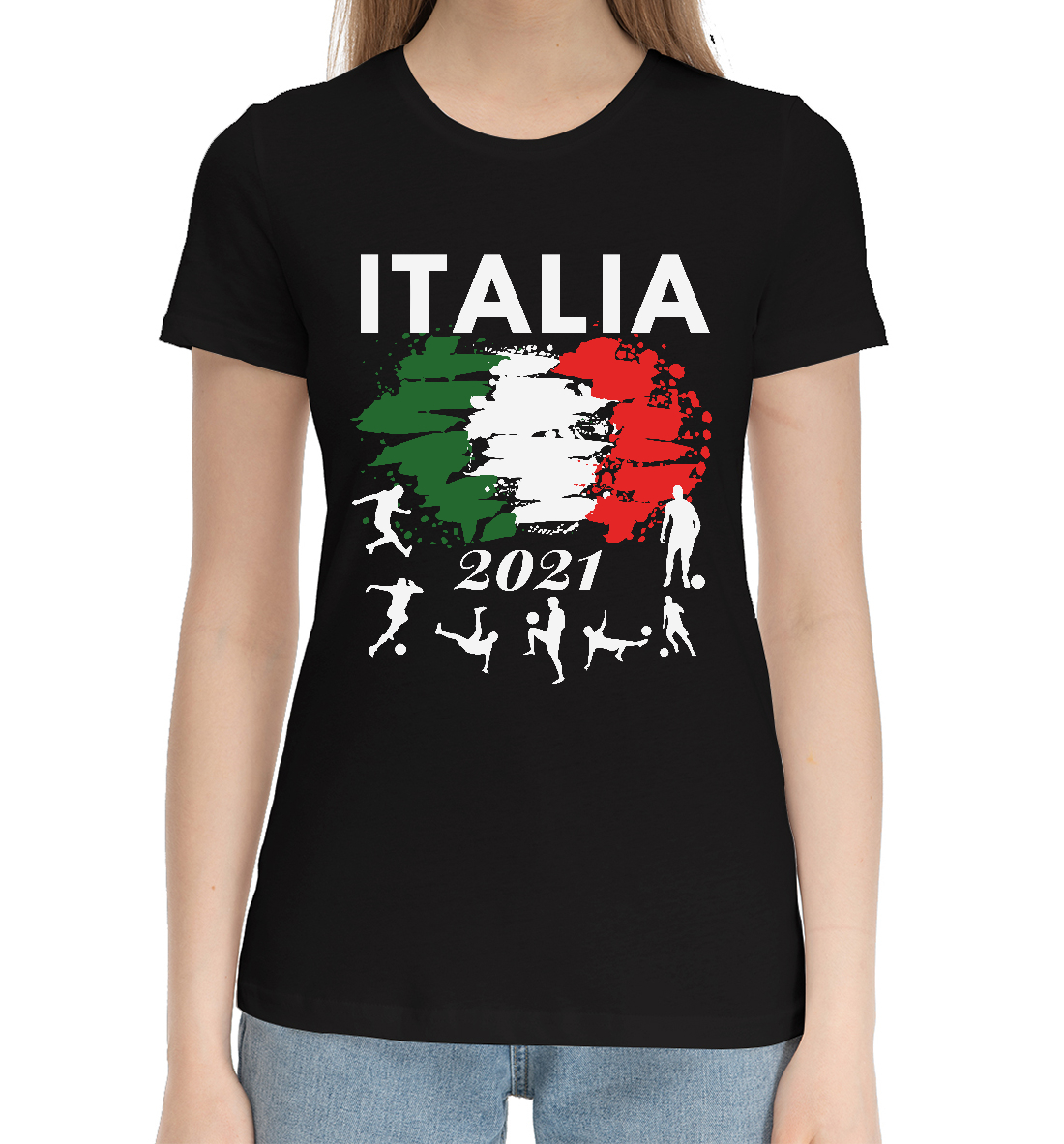 Женская Хлопковая футболка Italia 2021, артикул SIT-422505-hfu-1mp