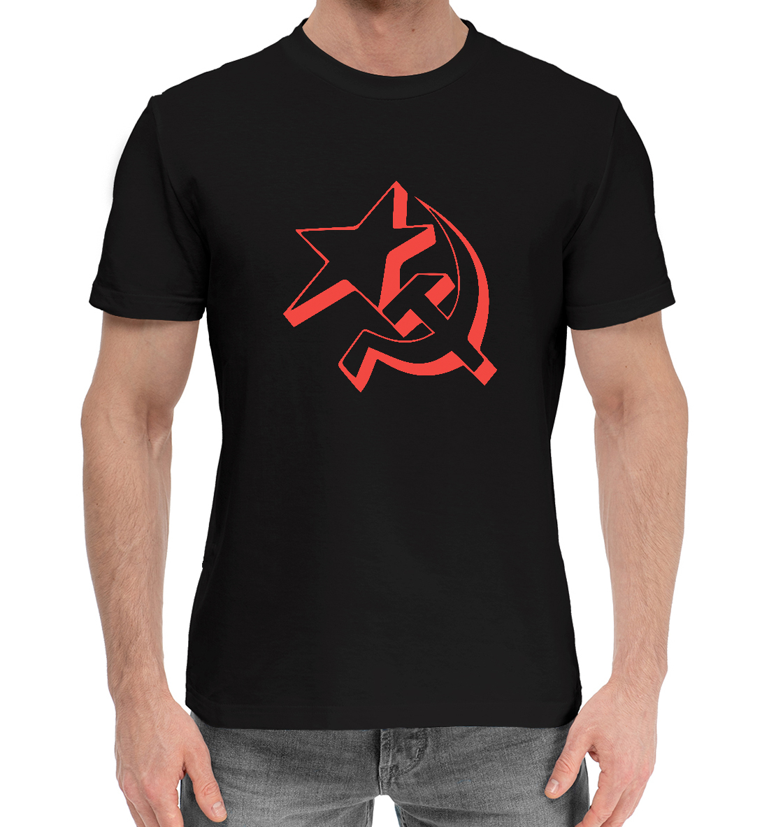 Мужская Хлопковая футболка с принтом СССР, артикул SSS-201859-hfu-2mp