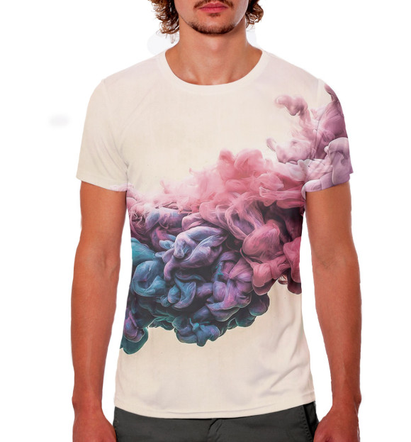 Мужская футболка с изображением Цветной дым цвета Белый