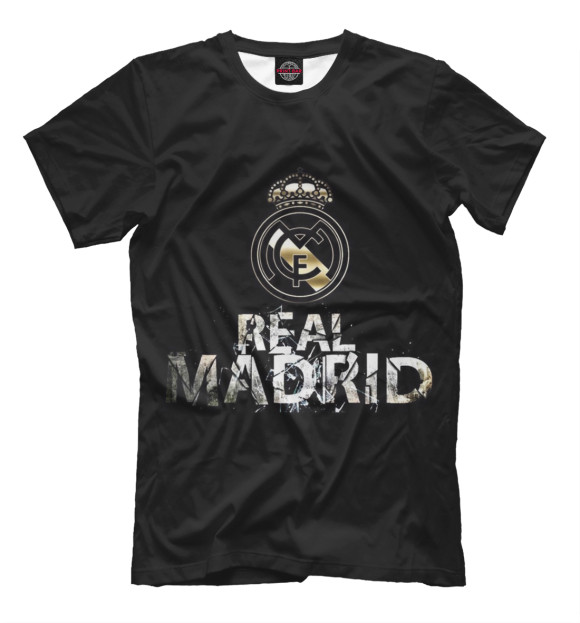 Мужская футболка с изображением FC Real Madrid цвета Черный