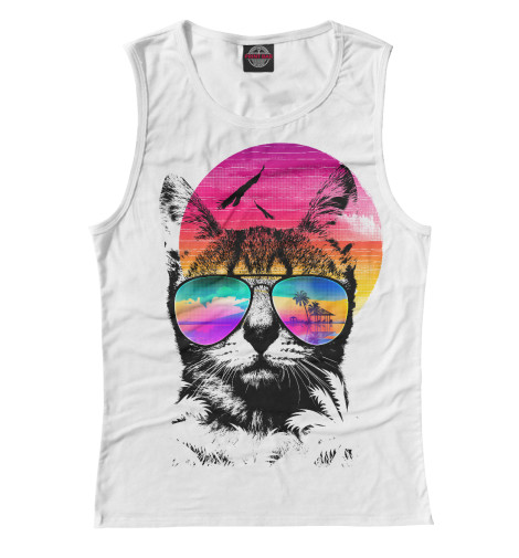 Майки Print Bar, Белый, Летний кот 
Майки Print Bar, Белый, Летний кот