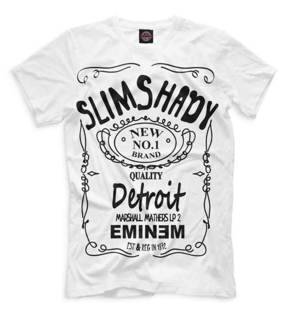 Мужская футболка с изображением Slim Shady цвета Белый
