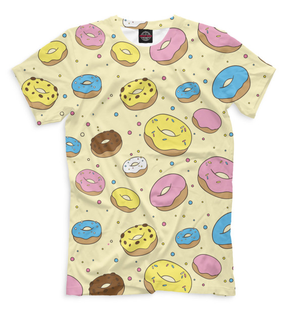 Мужская футболка с изображением Пончики цвета Бежевый