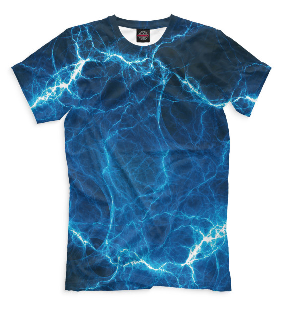 Мужская футболка с изображением Молния цвета Грязно-голубой