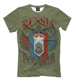 Мужская футболка Символы России на оливковом хаки