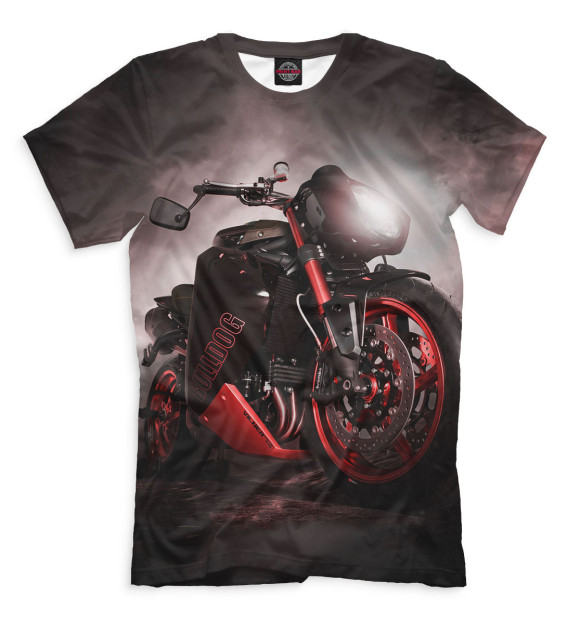 Мужская футболка с изображением Мотоцикл цвета Молочно-белый