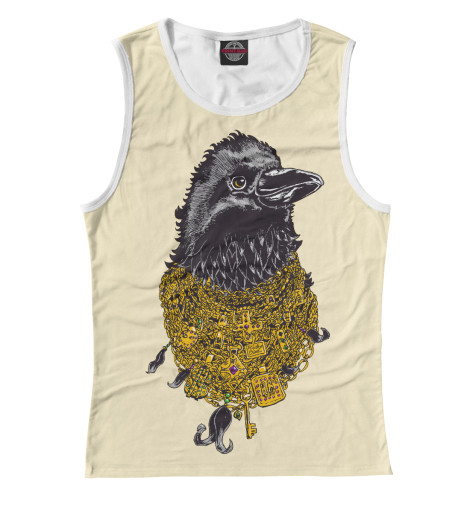 Майки Print Bar, Белый, Ворон в золоте 
Майки Print Bar, Белый, Ворон в золоте