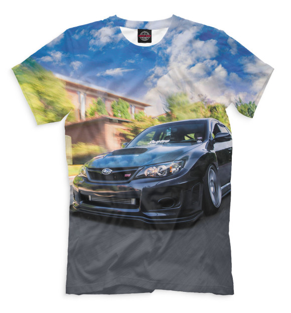 Мужская футболка с изображением Subaru цвета Серый
