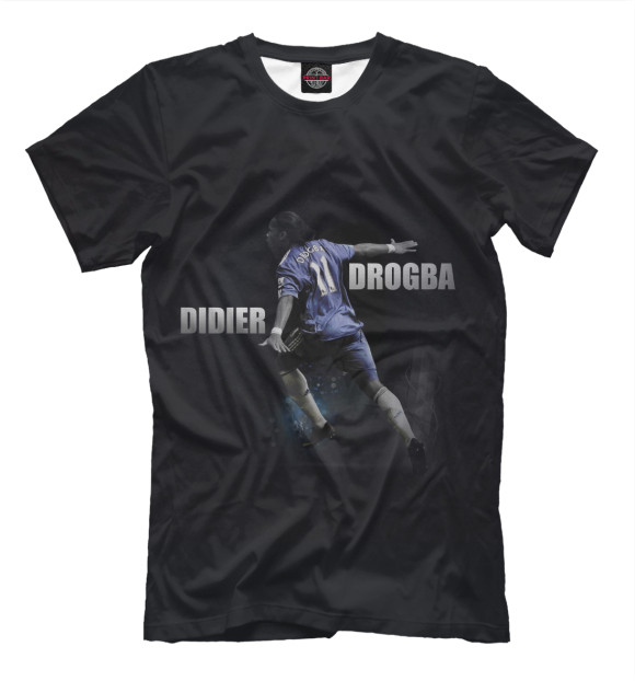 Мужская футболка с изображением Дидье Дрогба цвета Черный