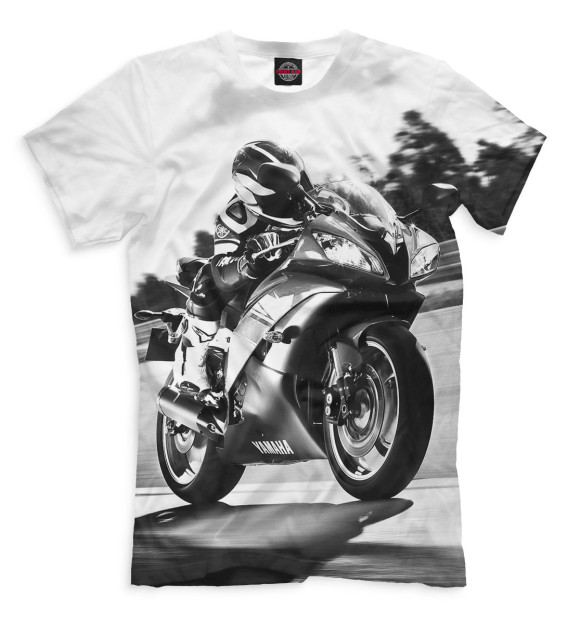 Мужская футболка с изображением Мотоциклист цвета Молочно-белый