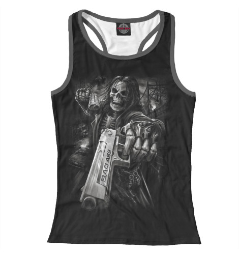 Майки борцовки Print Bar, Белый, Скелет с оружием 
Майки борцовки Print Bar, Белый, Скелет с оружием