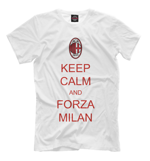 Мужская футболка с изображением Forza Milan цвета Молочно-белый