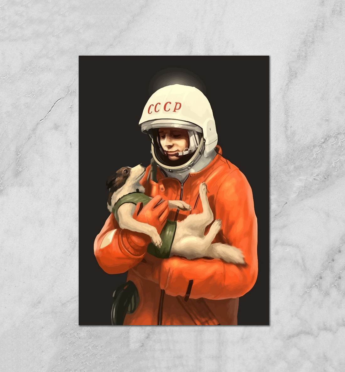 

Космонавт СССР с собачкой