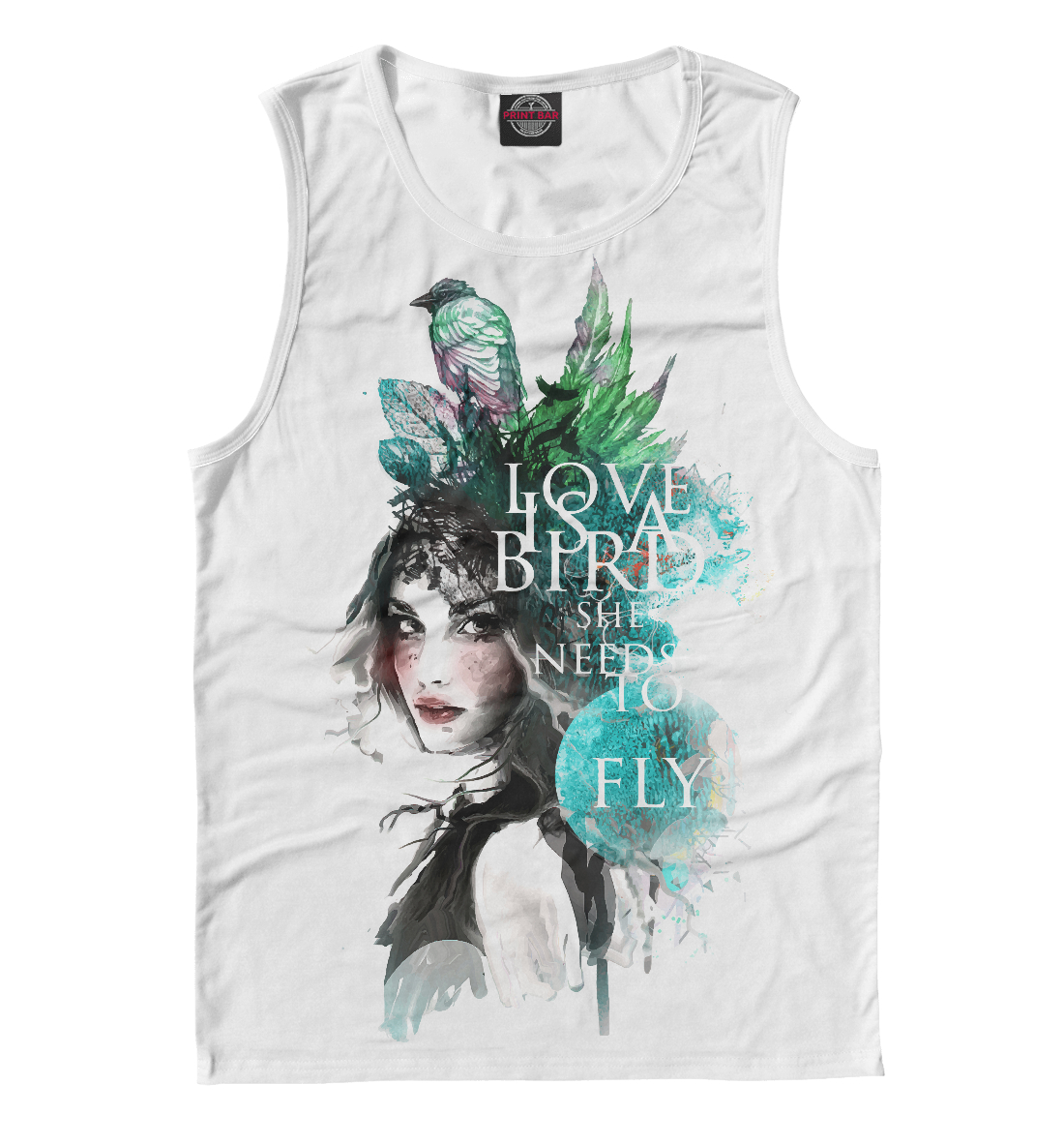 

Девушка с птицами и листьями